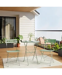 GarveeLife 3-Piece Outdoor Folding Bistro Set with 2 Chairs and Table, Weather-Resistant Steel Patio Furniture for Balcony or Porch