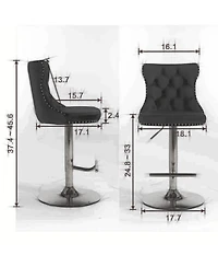 Clihome Swivel Velvet Barstools Adjustable Seat Height from 25-33 Inch, Chrome base Bar Stools with Backs Comfortable Tufted,Set of 2