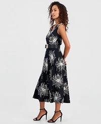 Anne Klein Women's Belted Embroidered Dress