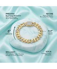 Rachel Glauber Clear Cubic Zirconia Miami Cuban Curb Link Bracelet