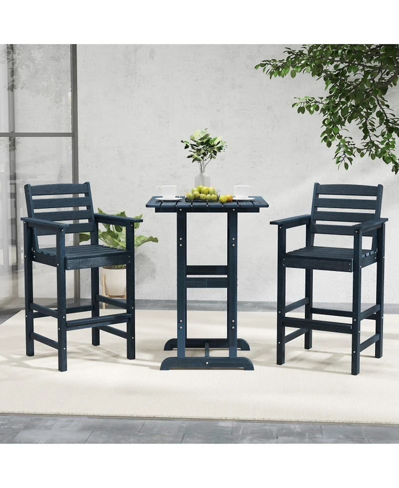 Gouun Set of 2 Outdoor Hdpe Adirondack Bar Chairs with Wide Armrests, 29 in Seat Height