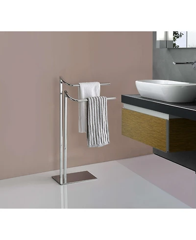 Kings Brand Furniture Metal Double Bar Towel Rack Stand For Bathroom Towel Storage
