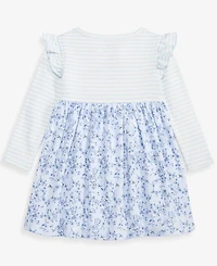 First Impressions Baby Girls' 0M-24M Long-Sleeve Mixed-Print Dress, Macy's Exclusive
