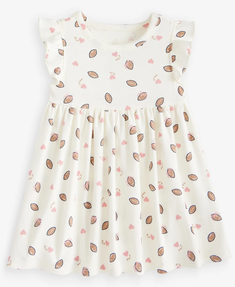 First Impressions Baby Girls' 0M-24M Short-Sleeve Football-Print Dress, Macy's Exclusive