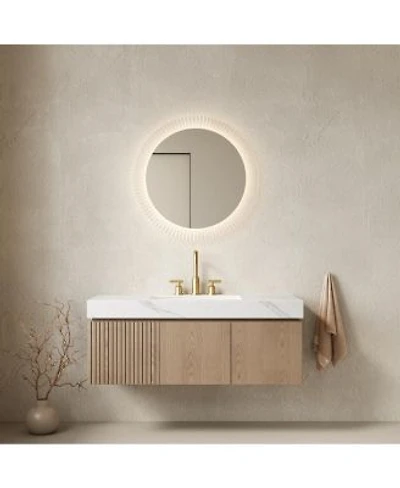 Sillysis Wall Mounted Bathroom Vanity Carrara Sintered Stone Top 3 Hole Ceramic Sink Soft Close Cabinet Pre Assembled