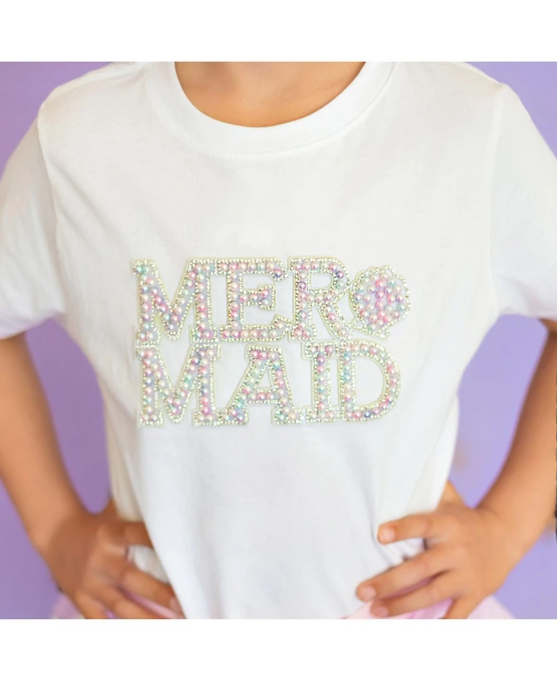 Sweet Wink Toddler Girls Mermaid Pearl Patch Short Sleeve T-Shirt