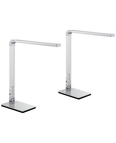 360 Lighting Jett 16 1/2" High Small Modern Desk Lamps Set of 2 Usb Port Night Light Led Silver Metal Home Office Charging
