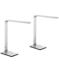 360 Lighting Jett 16 1/2" High Small Modern Desk Lamps Set of 2 Usb Port Night Light Led Silver Metal Home Office Charging
