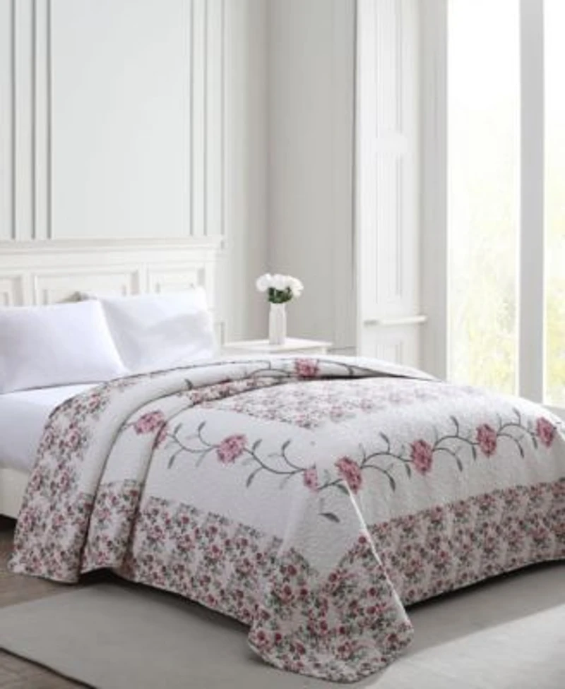 Beatrice Home Fashions Carnation Embroidered Bedspreads