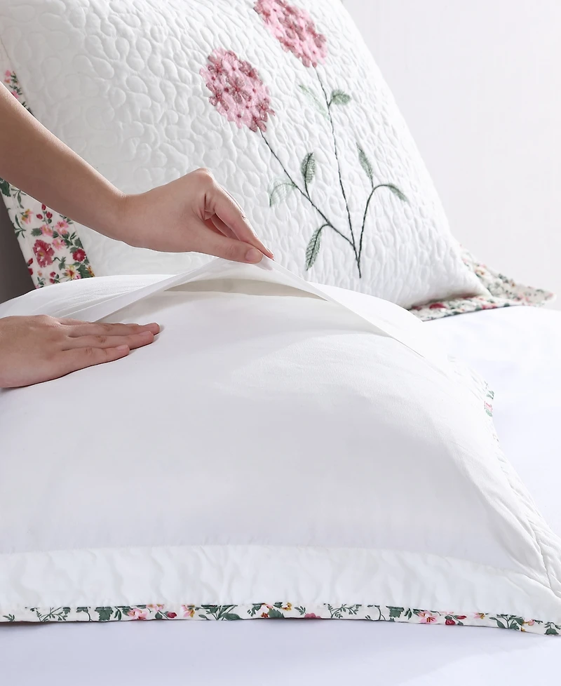 Beatrice Home Fashions Carnation Embroidered Sham, Standard