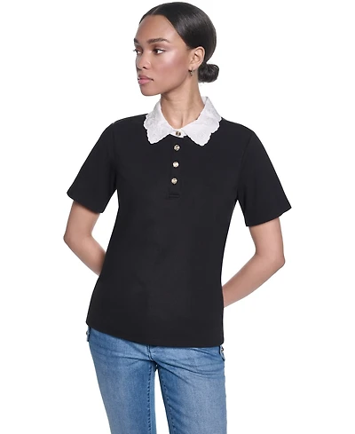 Karl Lagerfeld Paris Petite Short-Sleeve Top