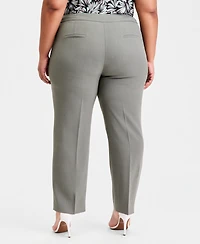 Kasper Plus Mid Rise Straight-Leg Pants