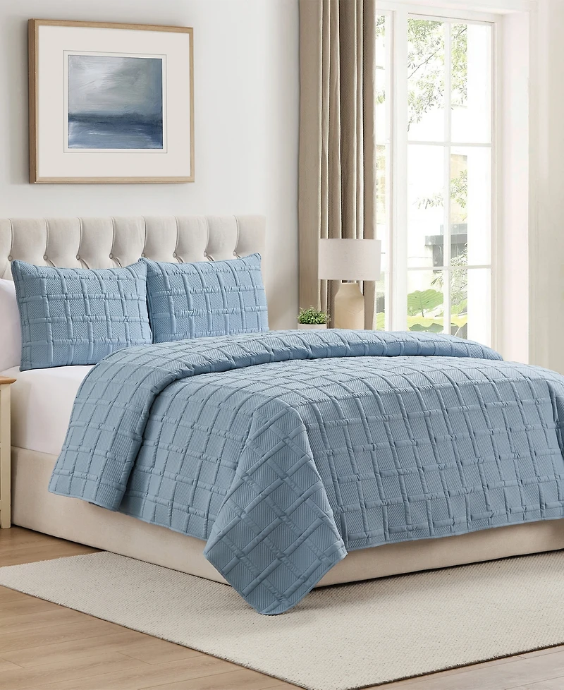Vcny Home Solid Square 3-Piece Quilt Set