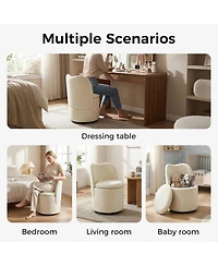 gaomon Velvet Vanity Chair with Storage,360 Swivel Makeup Chair with Back,Modern Swivel Accent Stool Barrel Chair Upholstered Ottoman Vanity Stool