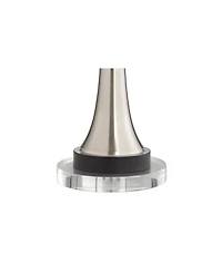 360 Lighting Seymore Modern Table Lamps Set of 2 with Round Risers 27" Tall Brushed Nickel Usb Charging Port White Drum Shade for Living Room Desk