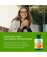 Swanson Vitamin C 500 Herbal Supplement for Skin, Heart and Immune Support quality Formula for Defense and Wellness 250 Capsules, 500 Milligram Each