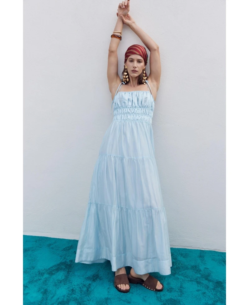 English Factory Women's Smocked Sleeveless Maxi Dress