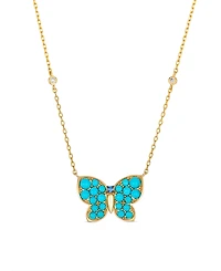 Le Vian Sapphire (1-1/4 ct. t.w.), Turquoise & Diamond (1/20 ct. t.w.) Pendant Necklace in 14k Honey Gold
