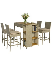 Outsunny Outdoor Bar Set, 3 Tier Height Patio Table and Chairs,