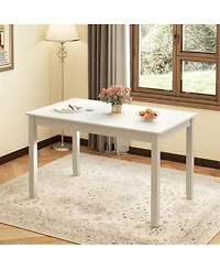 Gymax Wooden Dining Table for 4 People w/ Rubber Wood Legs Rectangular Table