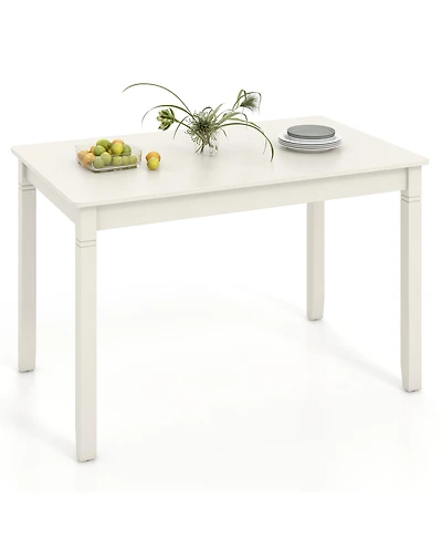 Gymax Wooden Dining Table for 4 People w/ Rubber Wood Legs Rectangular Table