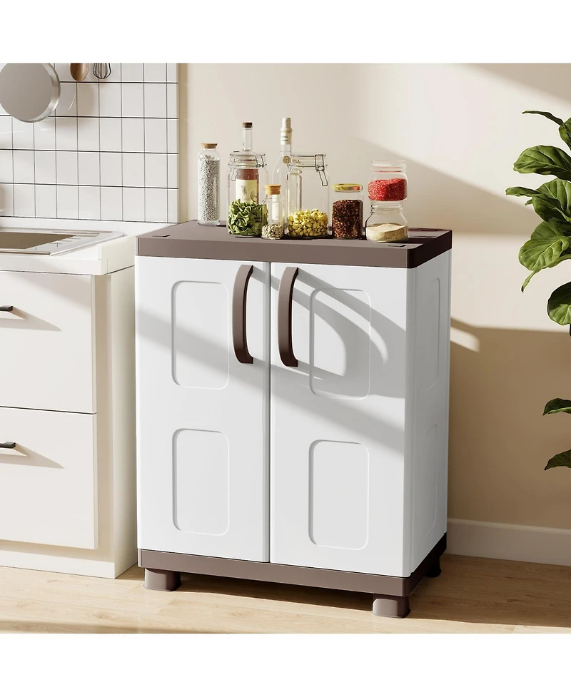 Costway Storage Cabinet, Freestanding Buffet Cabinet Sideboard with 2 Doors and Shelves