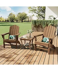 GarveeLife Hdpe Adirondack Chair Set of 2, Durable Wood Grain Outdoor Patio Lounge Chairs for Garden, Deck, Backyard, Poolside