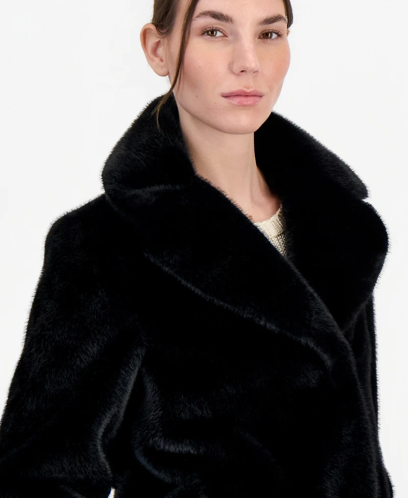 Jones New York Women's Short Faux-Fur Notch-Collar Coat