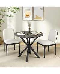 Gymax Round Farmhouse Dining Table for 4 w/Stable Intersecting Pedestal Base