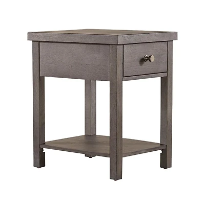Liberty Furniture Industries, Inc. Modern Farmhouse Drawer Chair Side Table in Dusty with Heavy Distressing