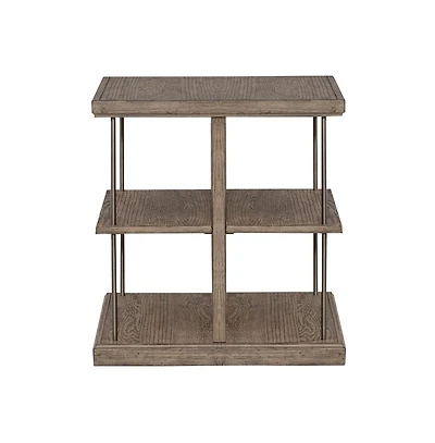 Liberty Furniture Industries, Inc. City Scape Metal Accent Oak Wood End Table for Living Room