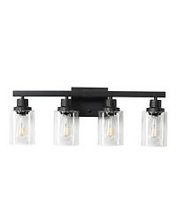 Busdays Modern Black 4 Light Bathroom Vanity Light Fixture Industrial Wall Sconce with Clear Glass Shades No Bulbs