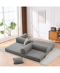Streamdale Folding Sofa Bed, 63'' Convertible Couch with 2 Pillows, Fold Out Couch