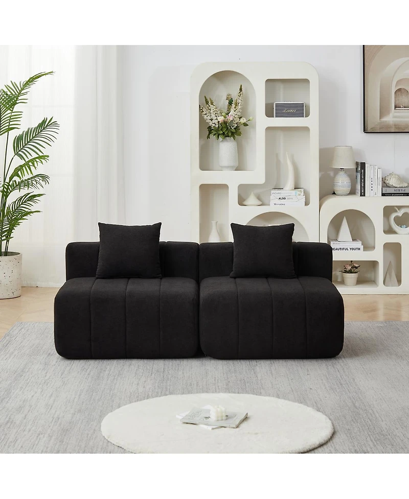 Streamdale Furniture Chenille Sectional Sofa with 2 Pillows, Symmetrical Modular for Living Room/Office