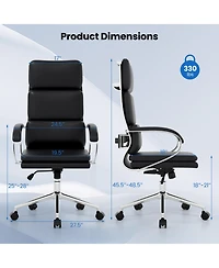 Slickblue Adjustable Height Ergonomic Leather Office Chair with Rocking Feature for Work and Study