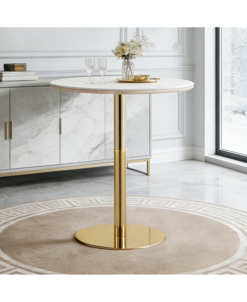 flynama Rock Slab Bar Table with Gold Base and Legs