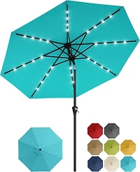 gaomon 10Feet Outdoor Table Solar Patio Umbrella with 32 Led Lights, Uv Protection for Pool