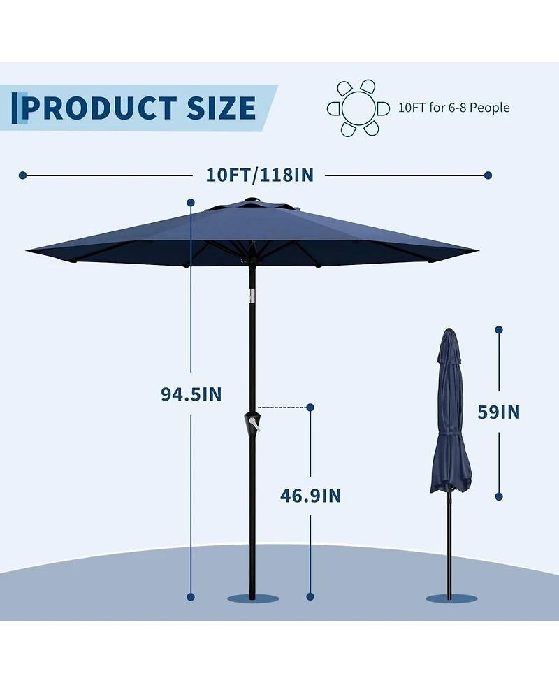 gaomon 10FT Patio Umbrella with Smooth Crank Lift Uv Protection Waterproof for Pool, Deck, Yard