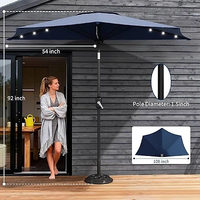 gaomon 9Feet Half Patio Umbrella with Smooth Crank Lift, Shade Canopy for Patio, Backyard