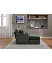 Streamdale Furniture Corduroy Chaise Lounge Sofa with Ottoman and Storage