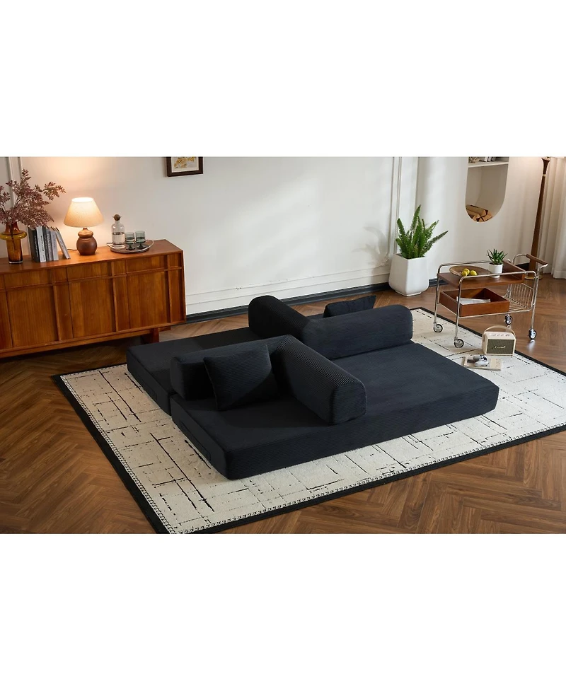 Streamdale Furniture Convertible Sleeper Sofa Bed with Pillow, Corduroy Folding Mattress Couch