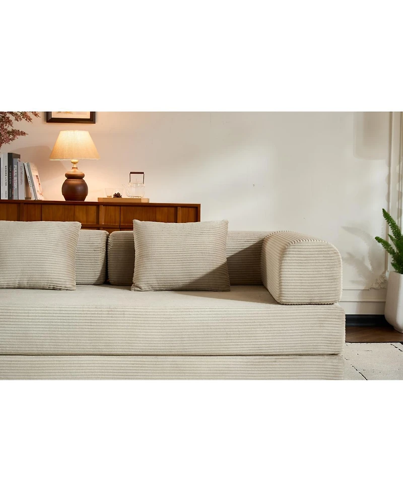 Streamdale Furniture Convertible Sleeper Sofa Bed with Pillow, Corduroy Folding Mattress Couch