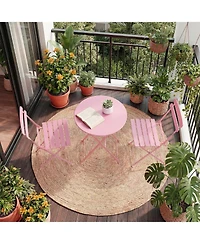 GarveeLife 3-Piece Folding Patio Bistro Set, Metal Outdoor Table and 2 Chairs, Space-Saving Compact Design for Balcony, Garden, Yard