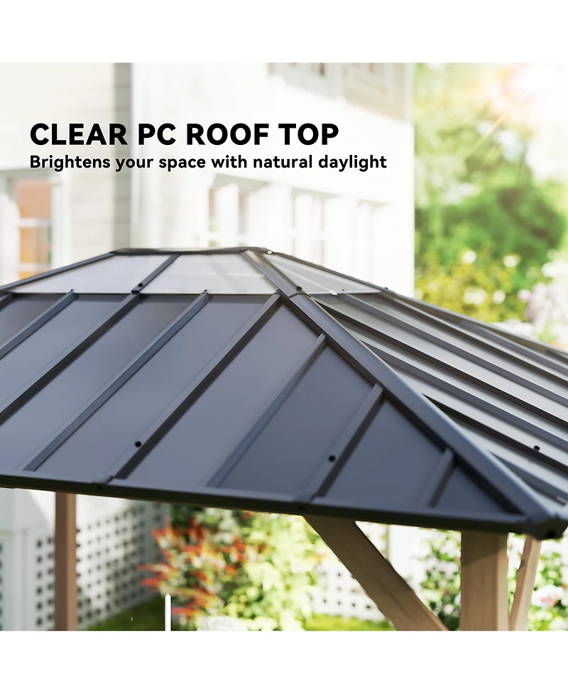 Outsunny 12'x16' Hardtop Gazebo with Steel Roof, UPF50+ Permanent Pavilion