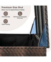 Yiortwo 96 Gallon Wicker Deck Box with Wheels, Waterproof Outdoor Storage Bin