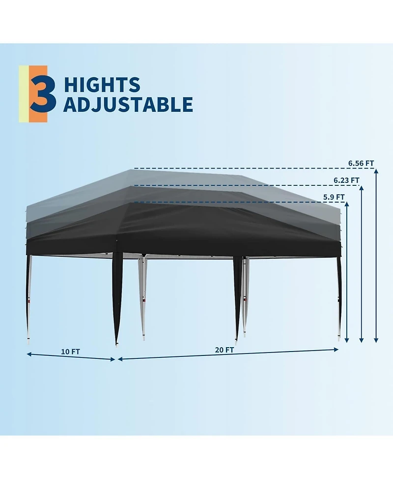 gaomon Portable Outdoor 10x20 Pop Up Canopy Tent for Picnics, Camping