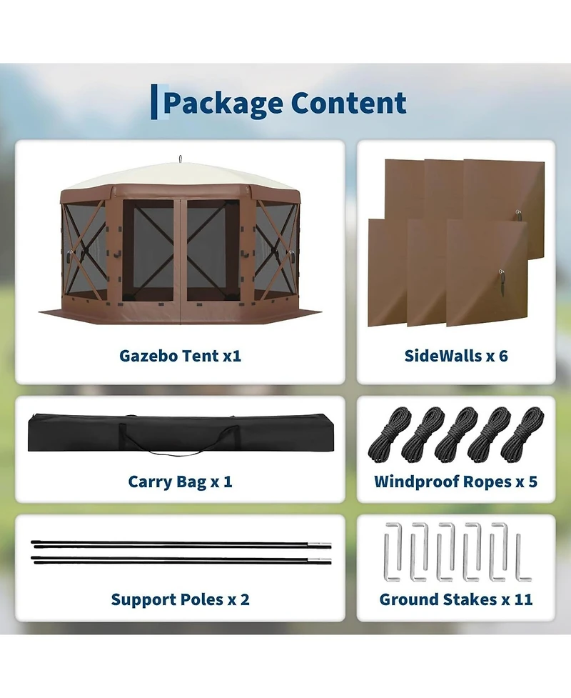 gaomon 11.8Feet Collapsible Gazebo Tent with 6 Removable Wind Panels for Outdoor Events, Camping, Patio, Backyard