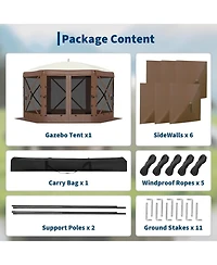 gaomon 11.8Feet Collapsible Gazebo Tent with 6 Removable Wind Panels for Outdoor Events, Camping, Patio, Backyard