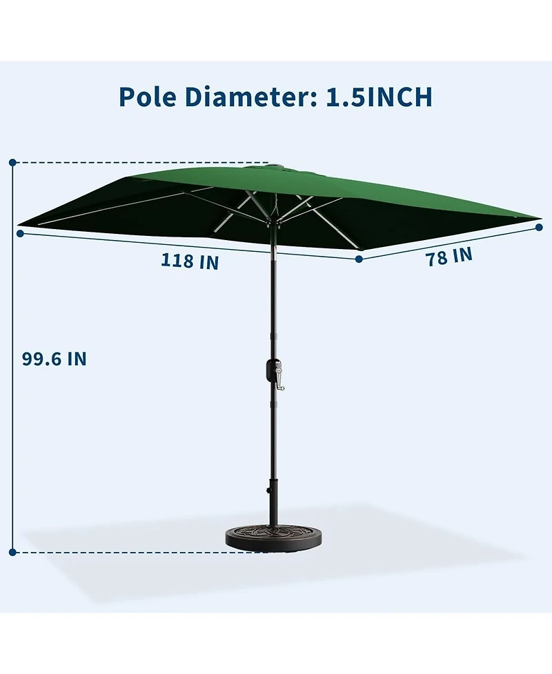 gaomon 10' x 6.5' Solar Patio Umbrella with Crank and Push Button Tilt for Garden, Deck, Lawn