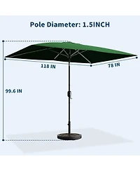 gaomon 10' x 6.5' Solar Patio Umbrella with Crank and Push Button Tilt for Garden, Deck, Lawn